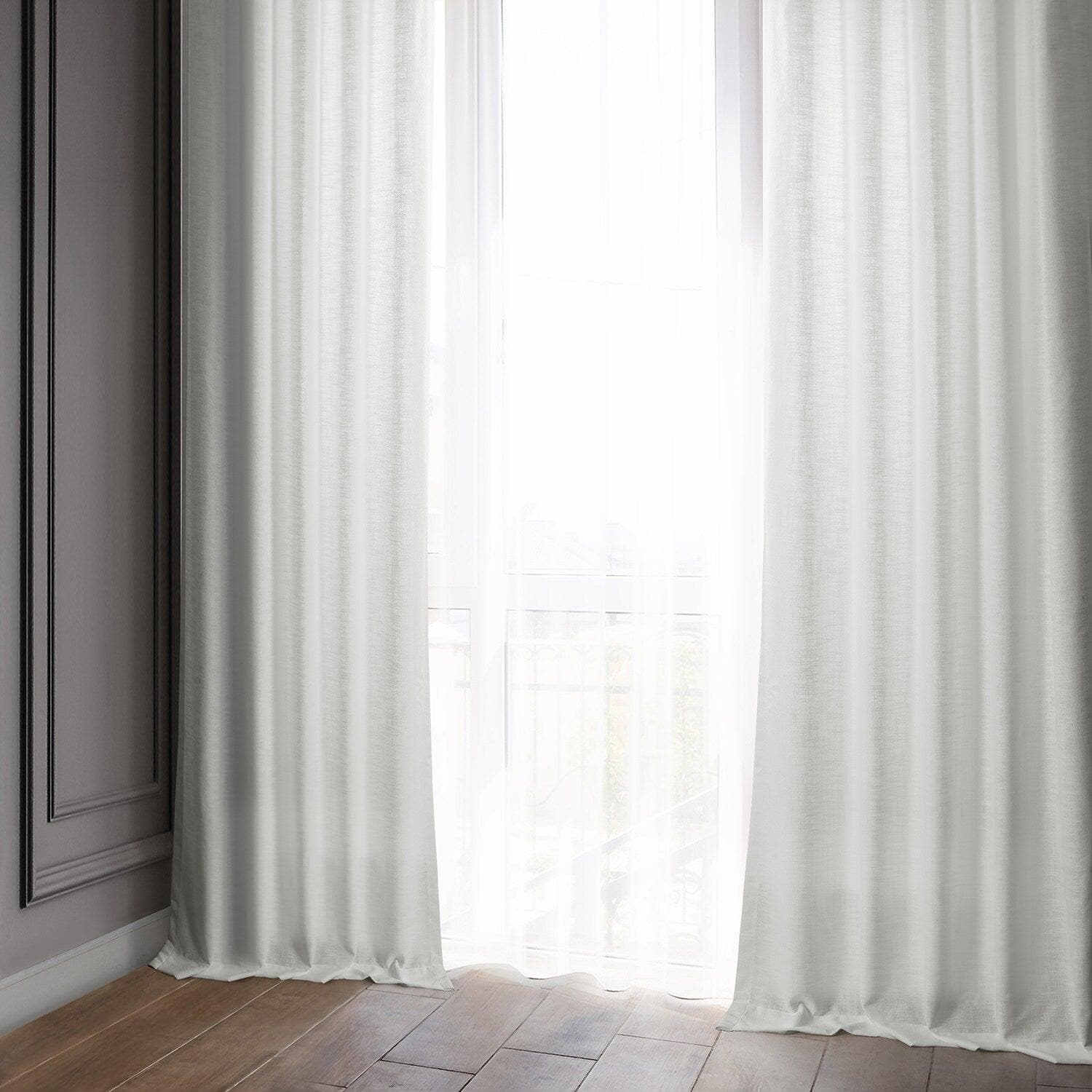 White Classic Faux Linen Curtain
