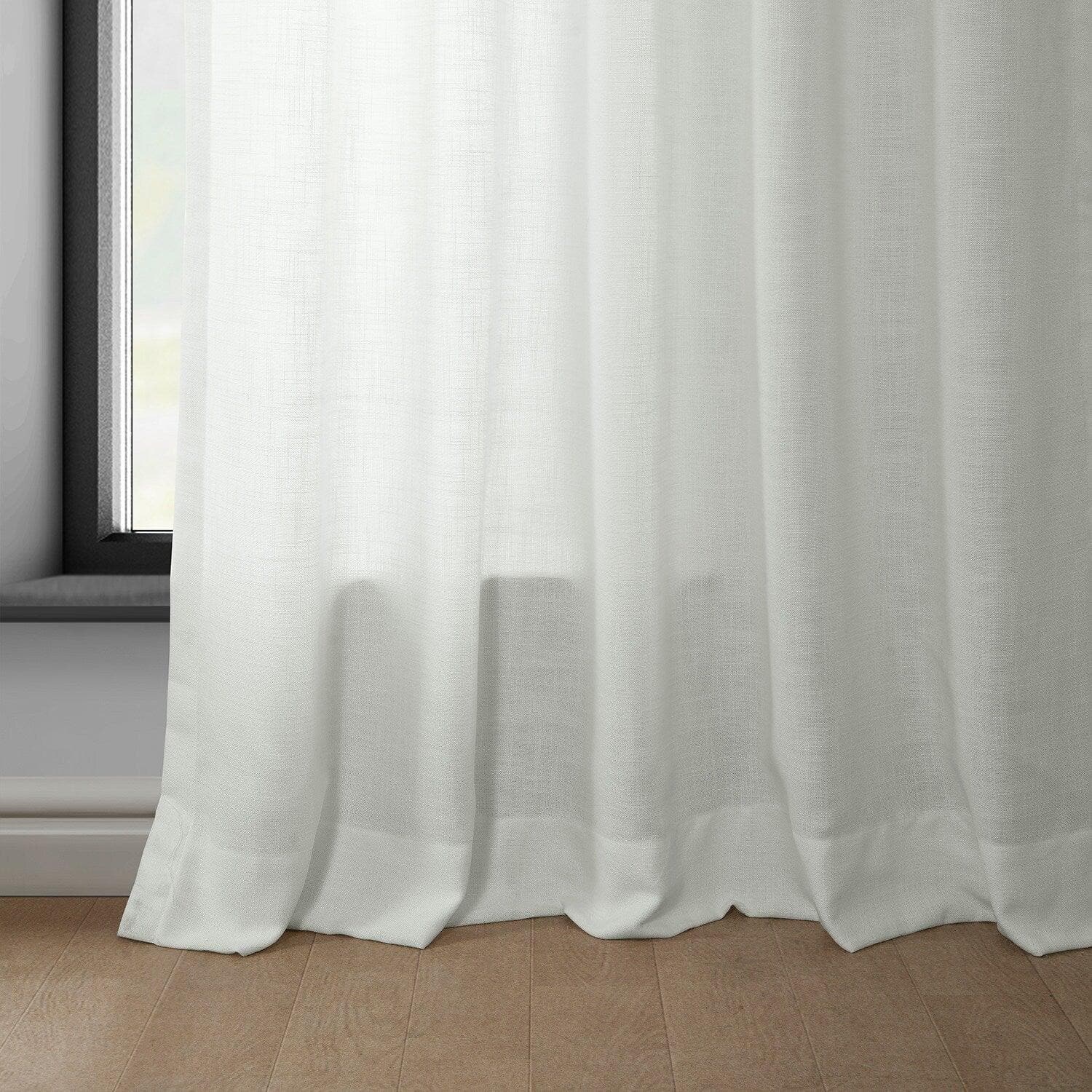 Off White Classic Faux Linen Curtain