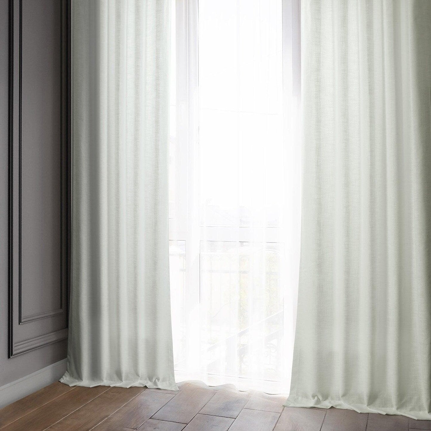 Off White Classic Faux Linen Curtain
