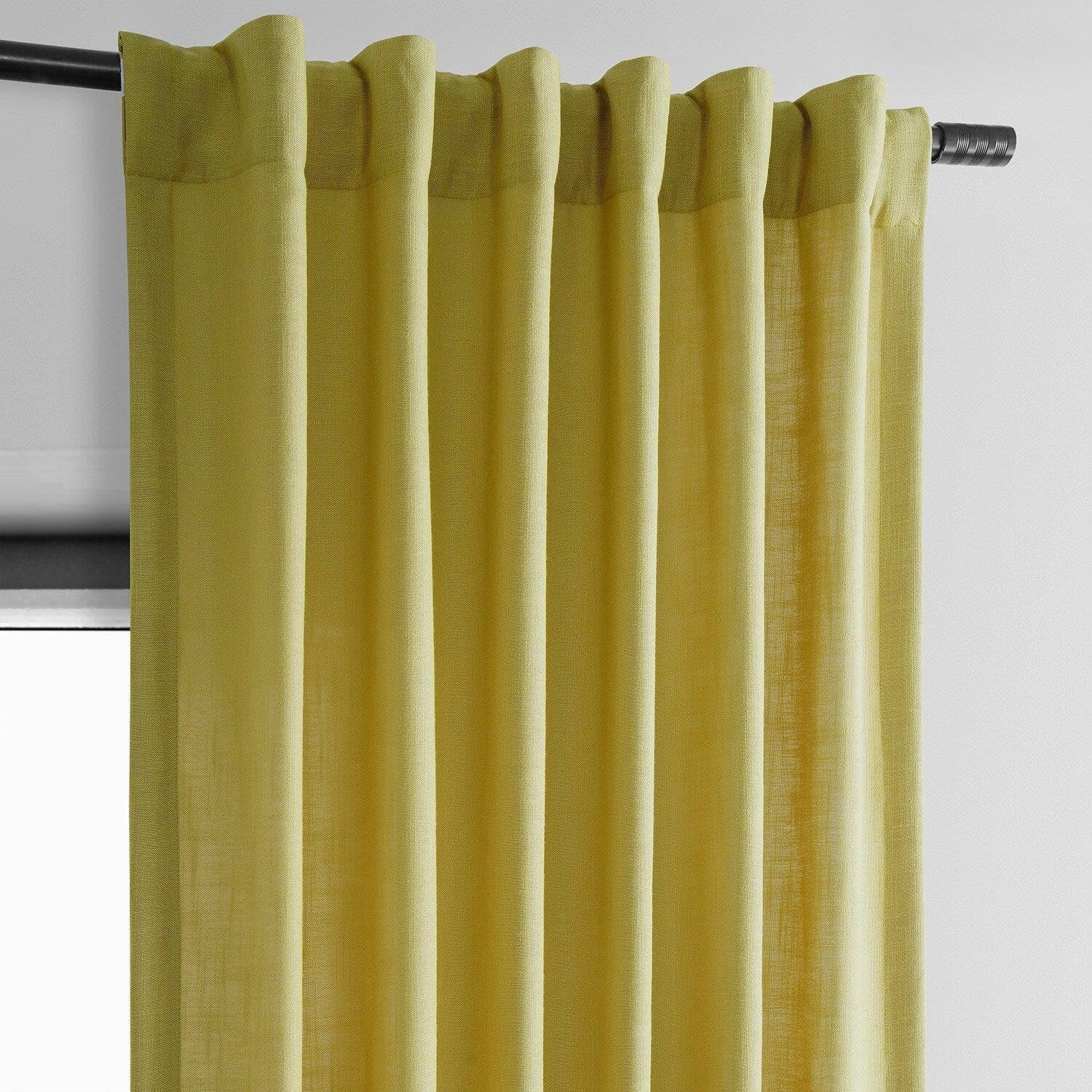 Ochre Classic Faux Linen Semi-Sheer Curtain | Half Price Drapes