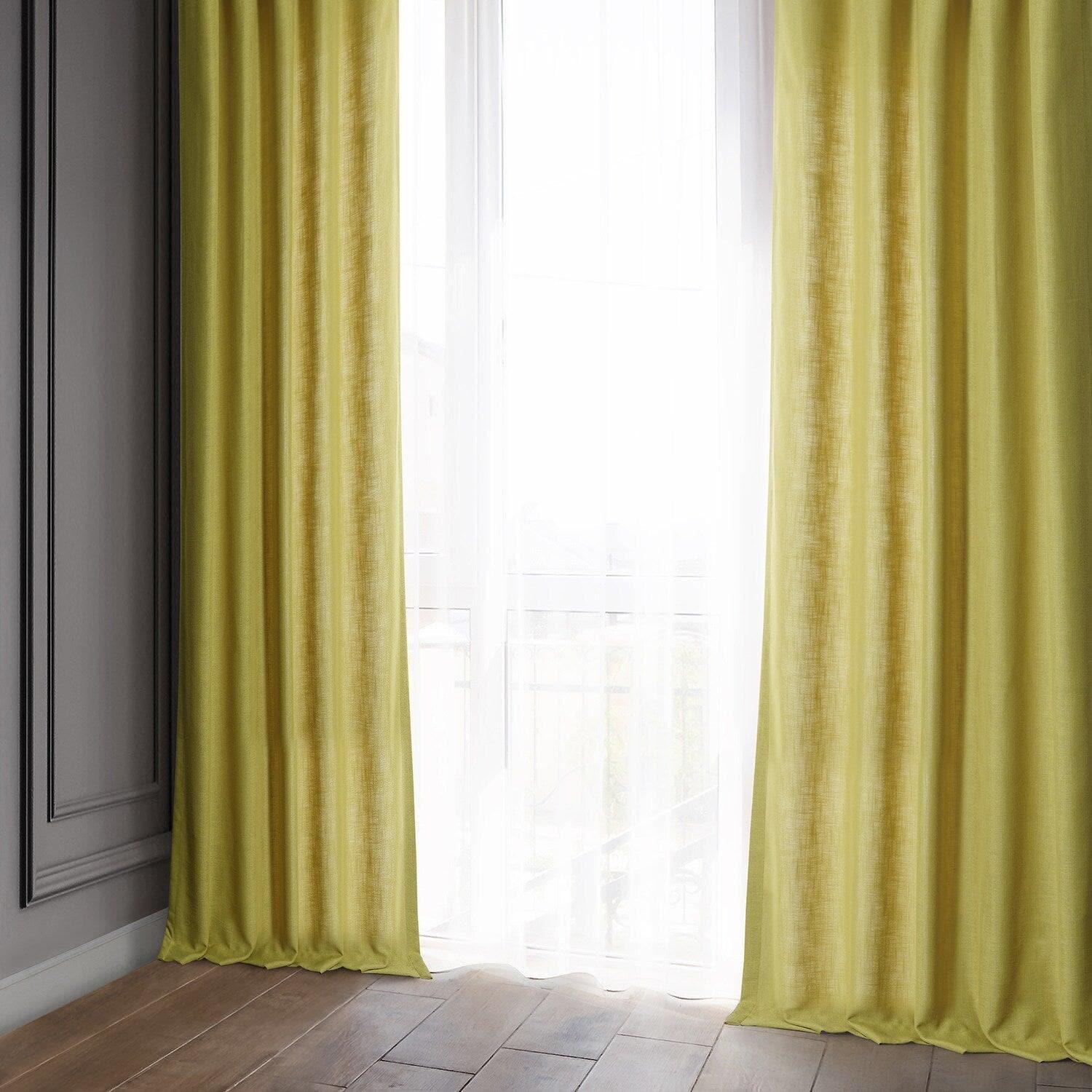 Ochre Classic Faux Linen Semi-Sheer Curtain | Half Price Drapes