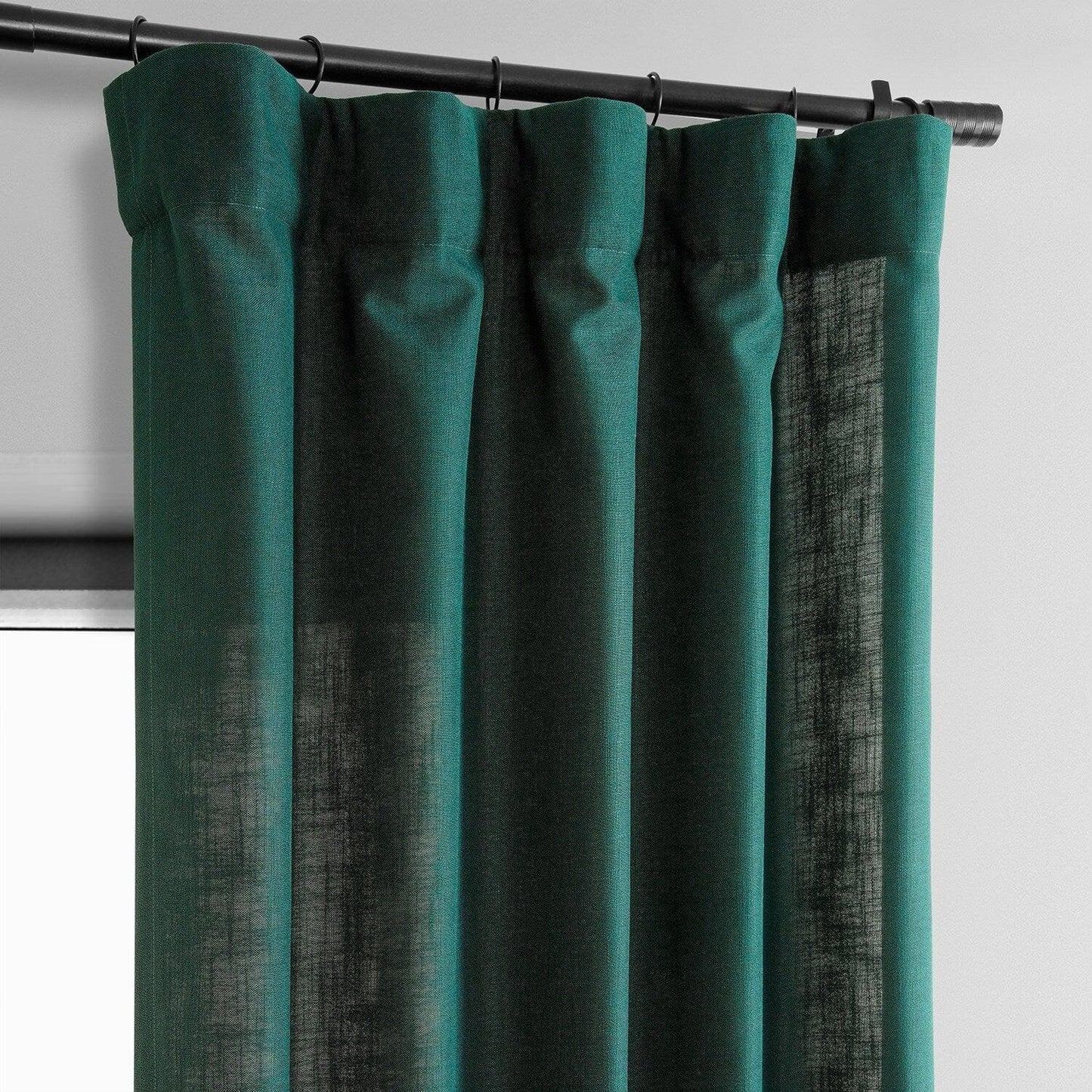 Deep Green Classic Faux Linen Curtain