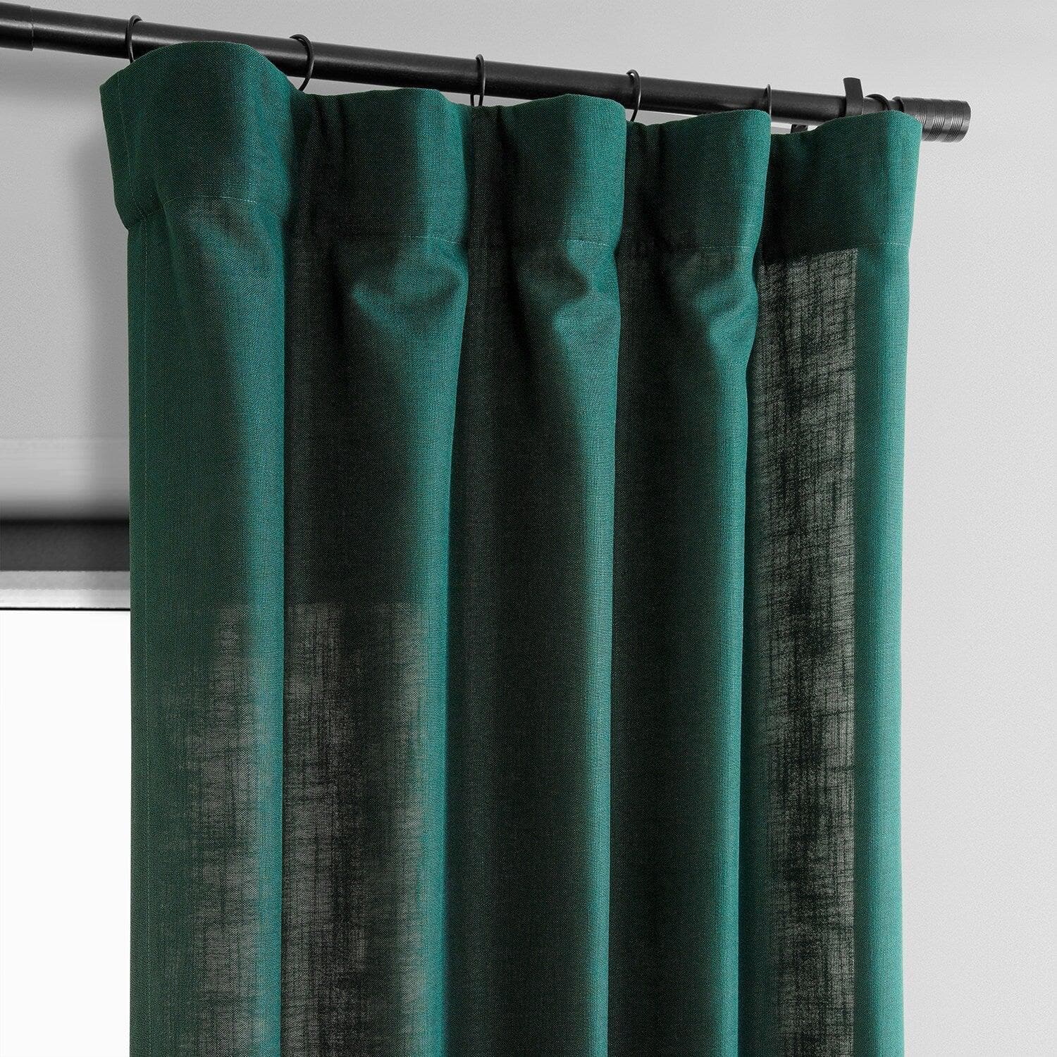 Deep Green Classic Faux Linen Curtain