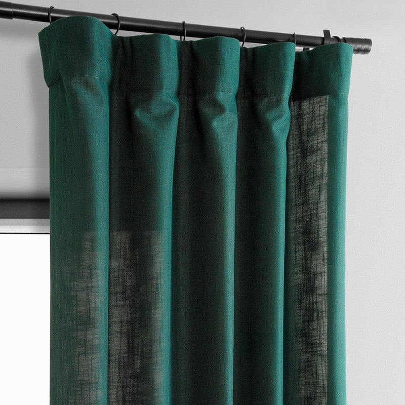 Deep Green Classic Faux Linen Curtain