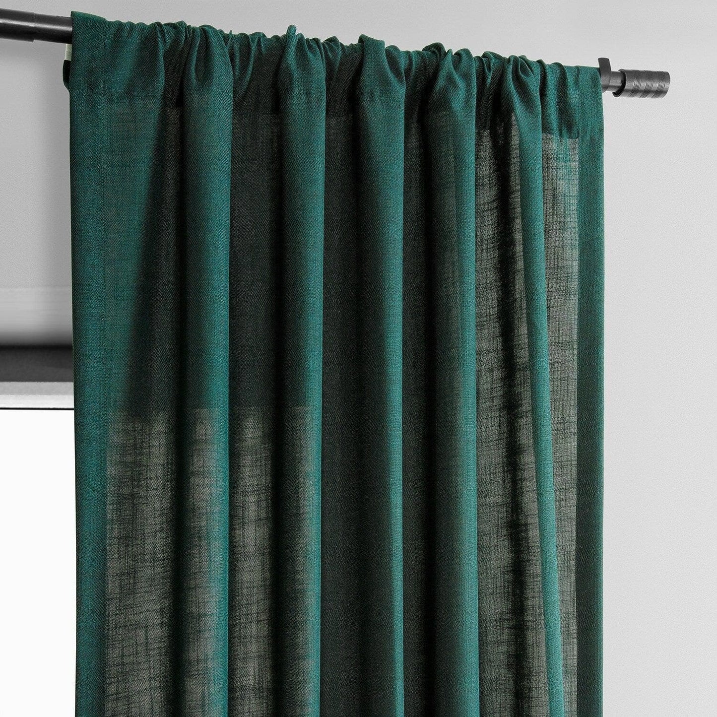Deep Green Classic Faux Linen Curtain
