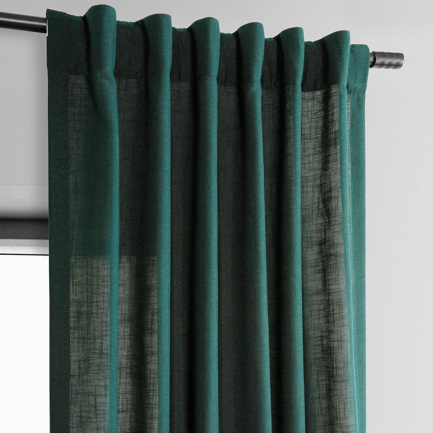Deep Green Classic Faux Linen Curtain