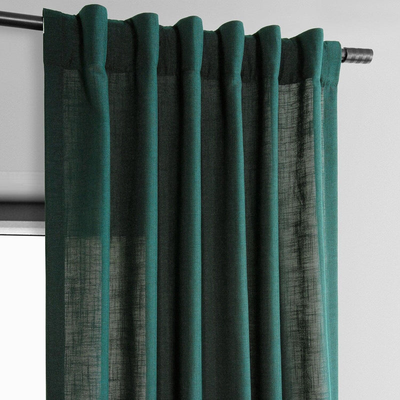 Deep Green Classic Faux Linen Curtain