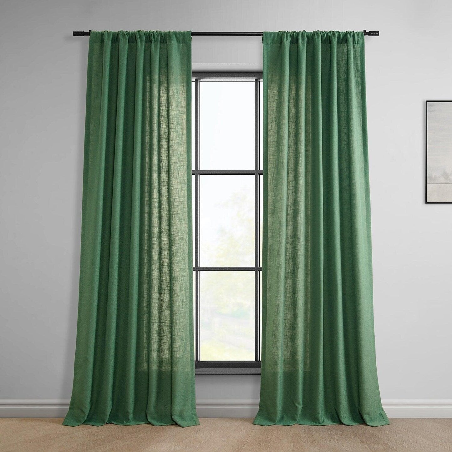 Green Classic Faux Linen Curtain