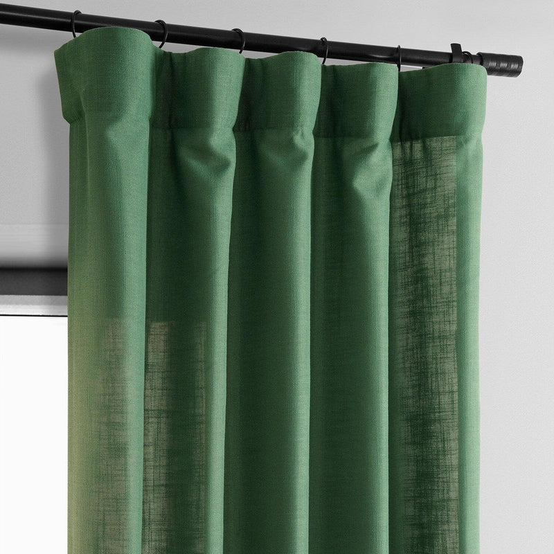 Green Classic Faux Linen Curtain