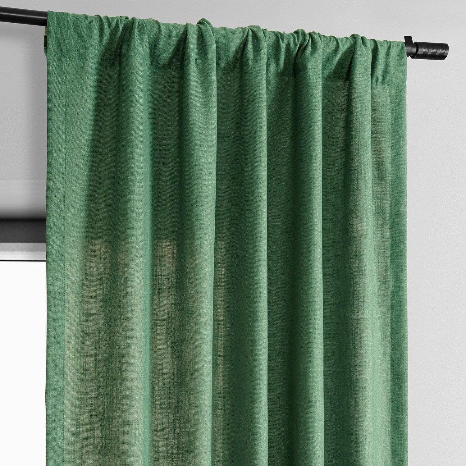 Green Classic Faux Linen Curtain