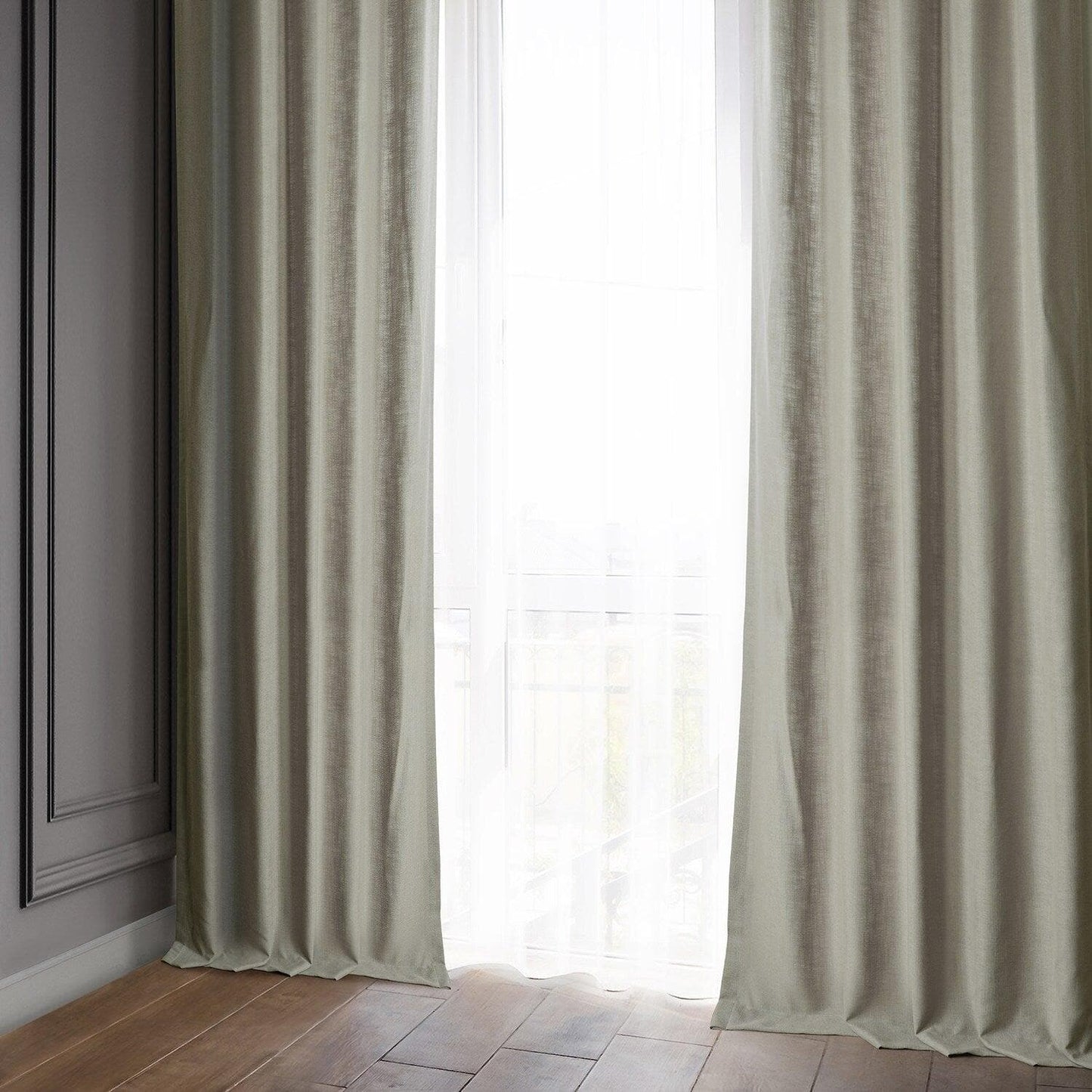 Light Taupe Classic Faux Linen Curtain