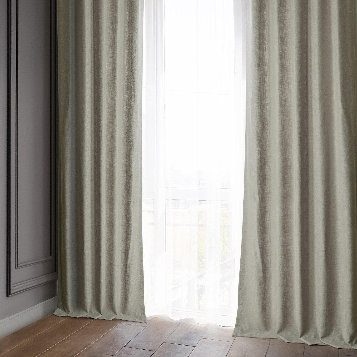 Light Taupe Classic Faux Linen Curtain