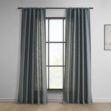 Dark Grey Classic Faux Linen Curtain