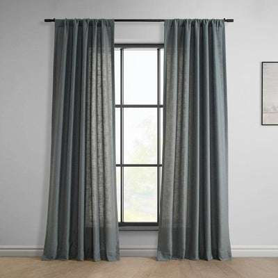 Dark Grey Classic Faux Linen Curtain