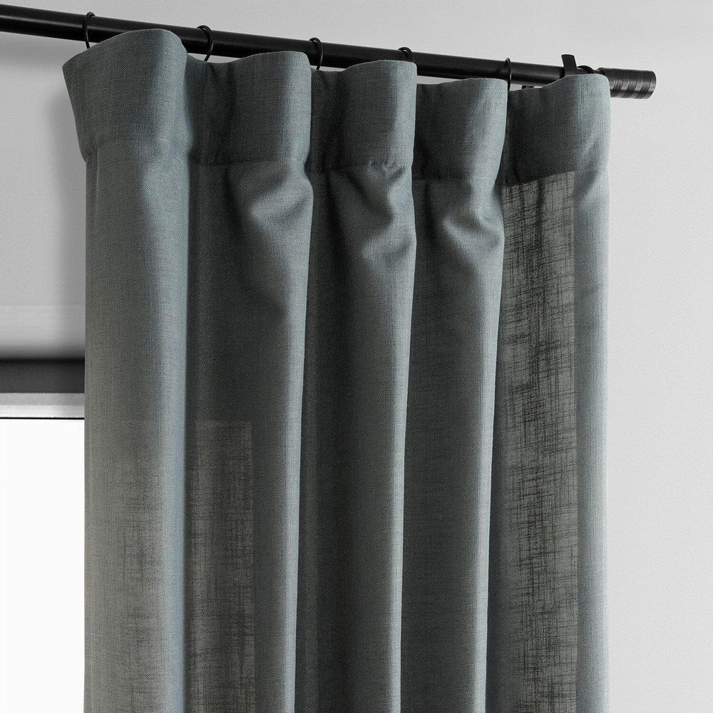 Dark Grey Classic Faux Linen Curtain