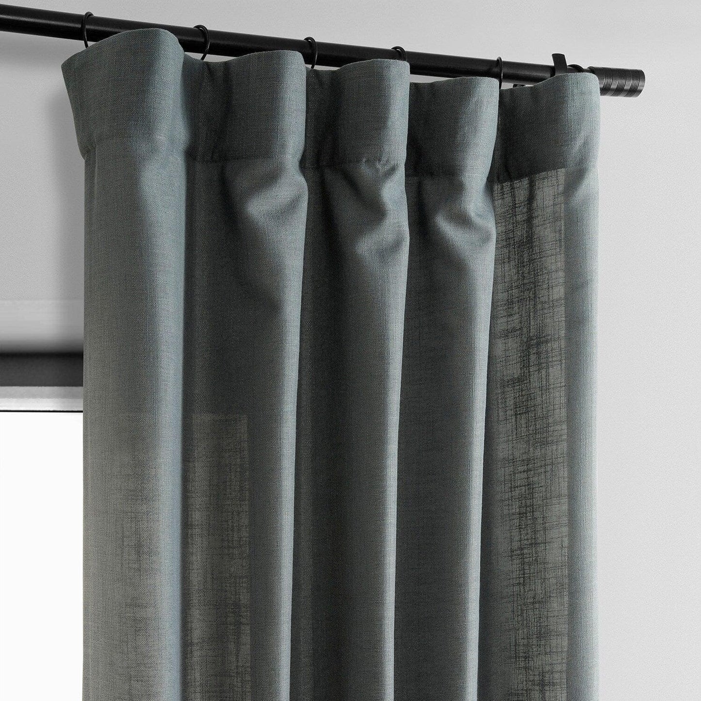 Dark Grey Classic Faux Linen Curtain