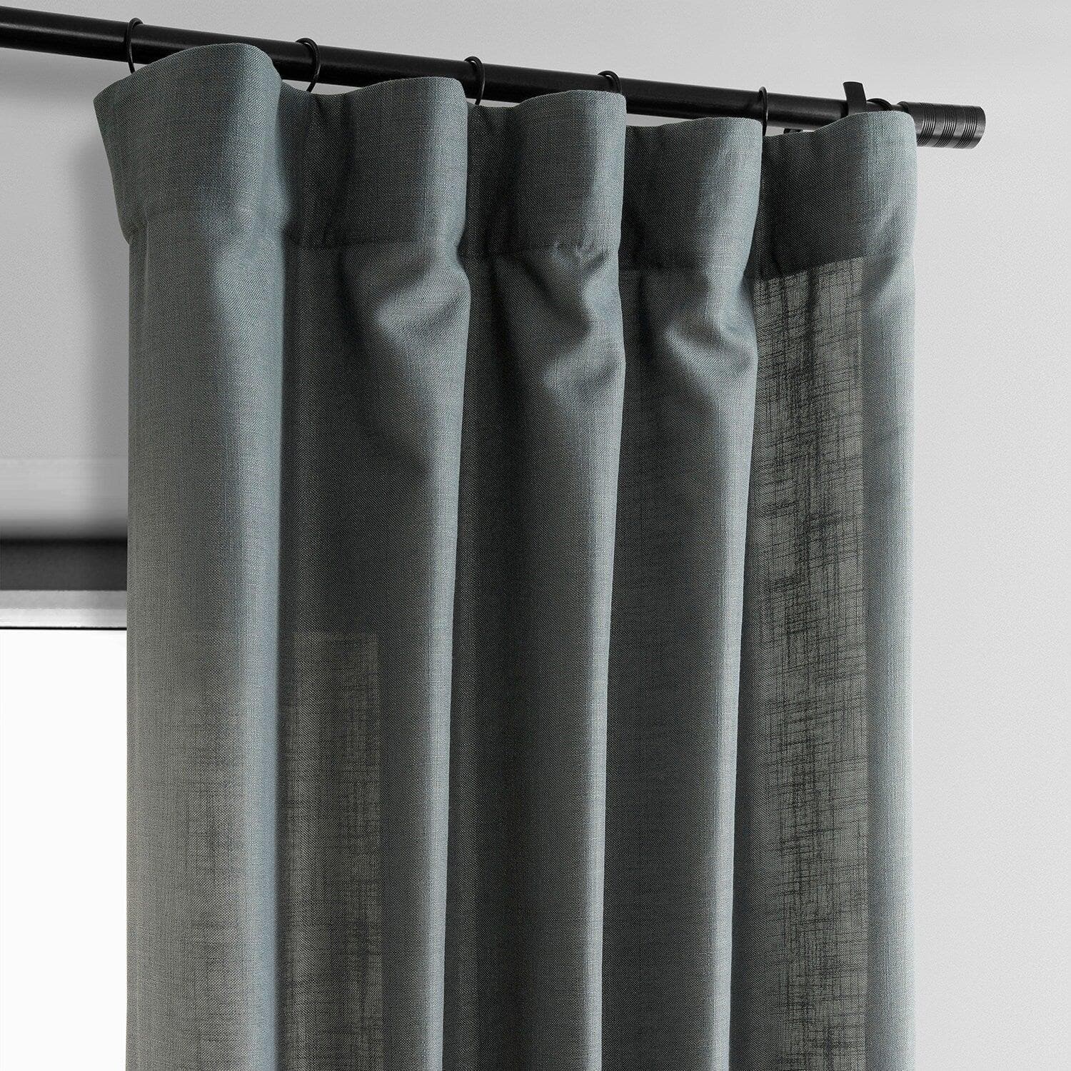 Dark Grey Classic Faux Linen Curtain
