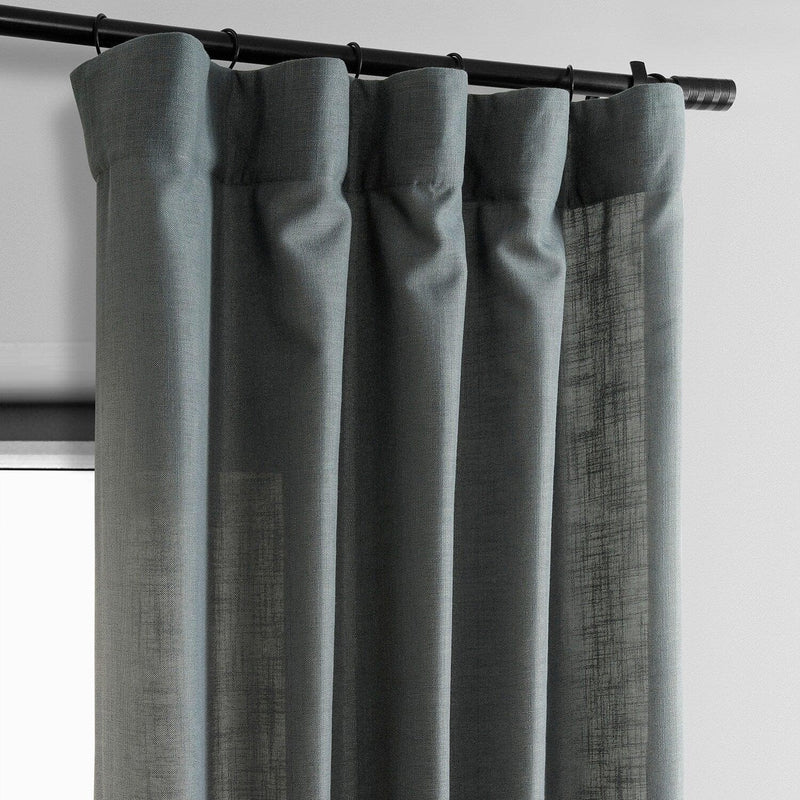 Dark Grey Classic Faux Linen Curtain