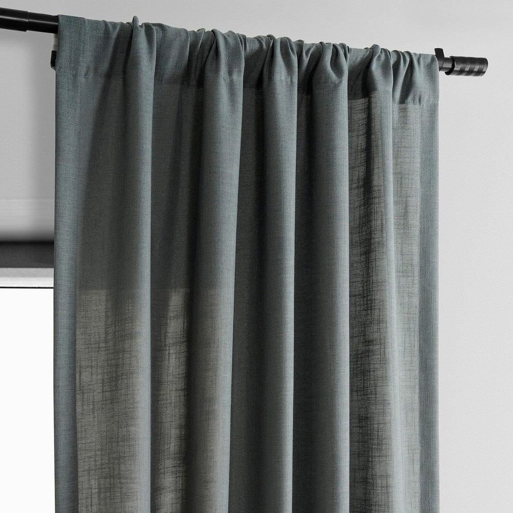 Dark Grey Classic Faux Linen Curtain