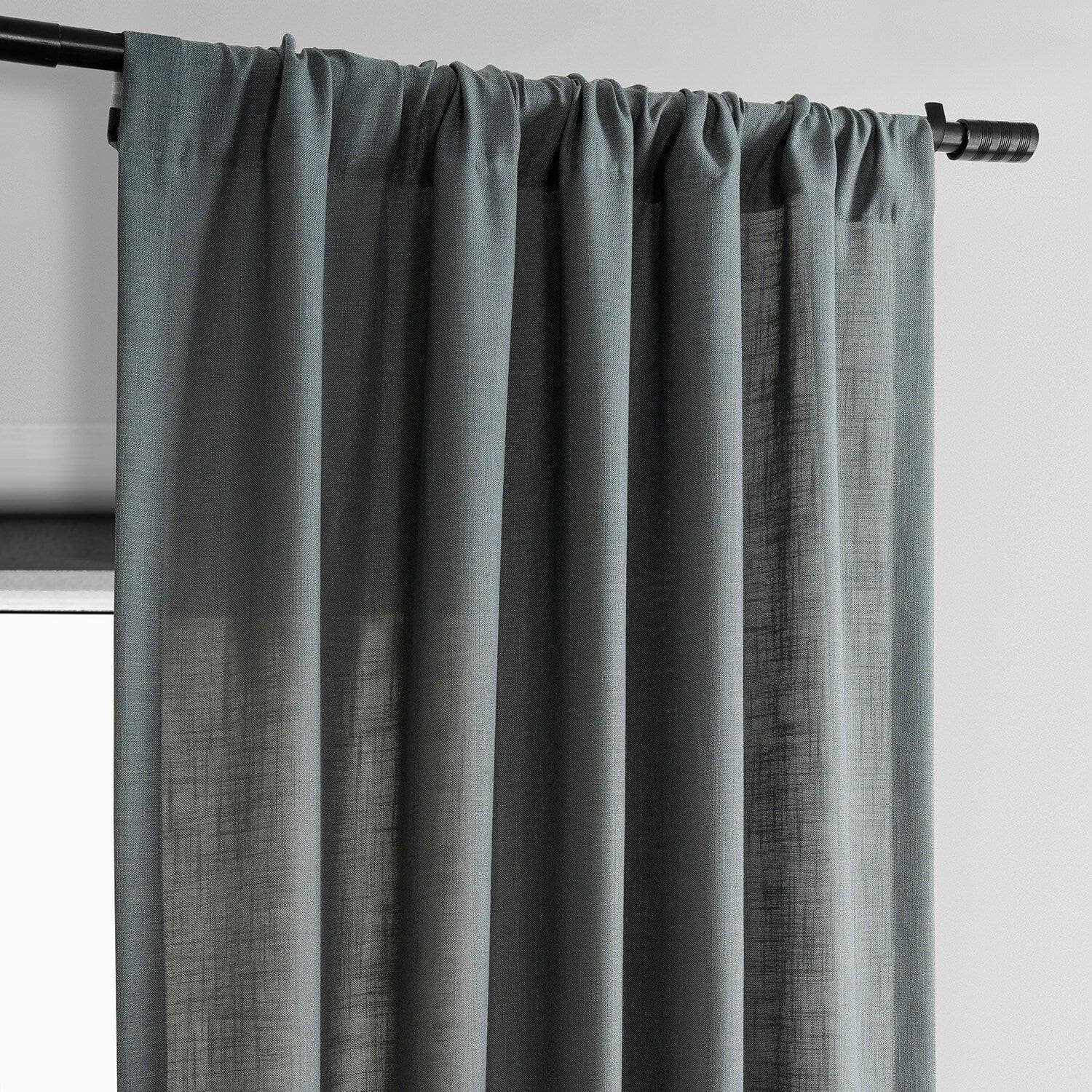 Dark Grey Classic Faux Linen Curtain