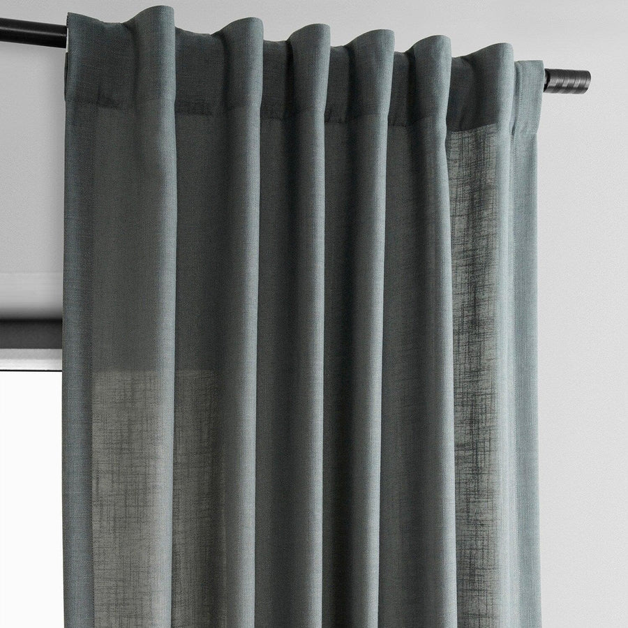 Dark Grey Classic Faux Linen Curtain