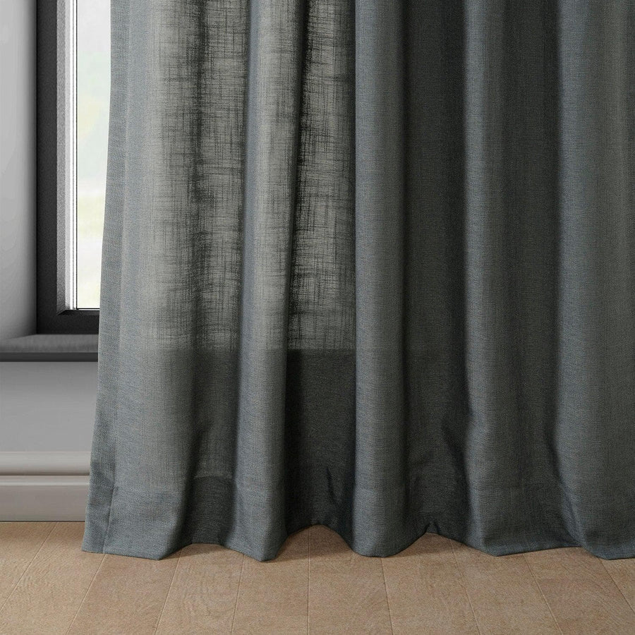 Dark Grey Classic Faux Linen Curtain