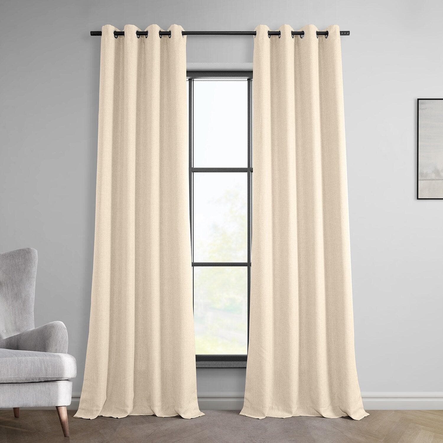 Parchment Cream Grommet Italian Faux Linen Curtain