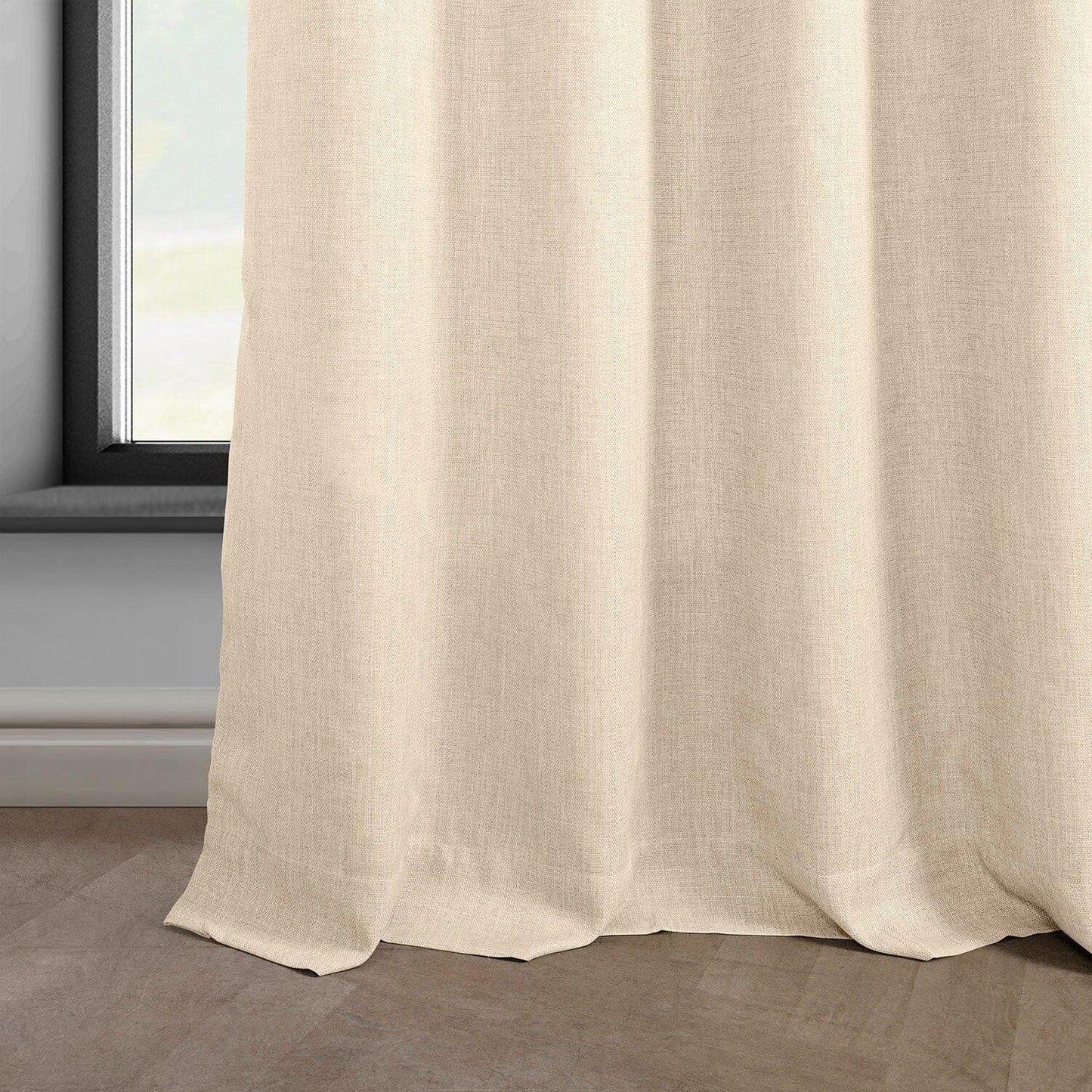 Parchment Cream Grommet Italian Faux Linen Curtain