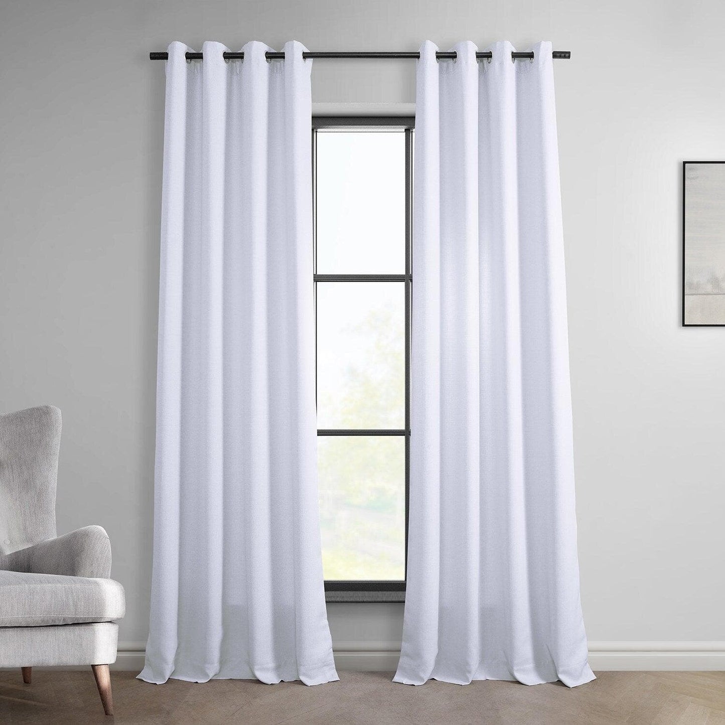 Dove White Grommet Italian Faux Linen Curtain