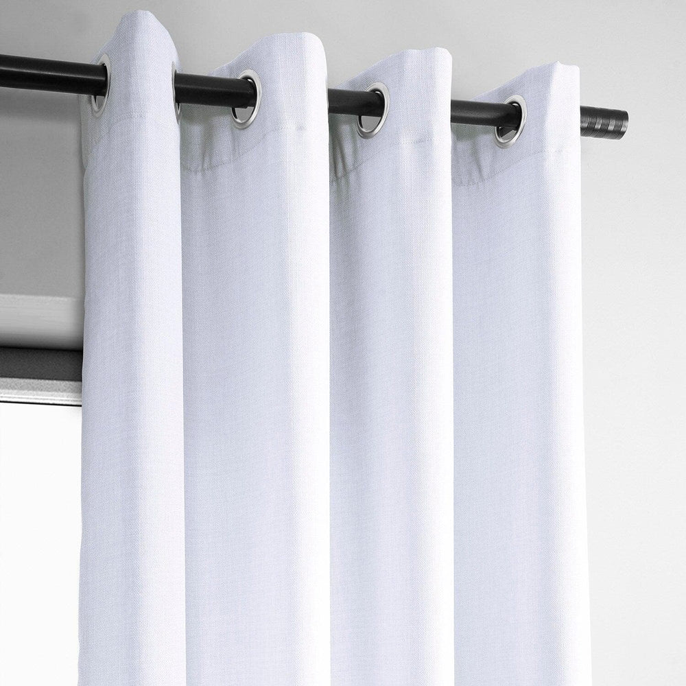 Dove White Grommet Italian Faux Linen Curtain