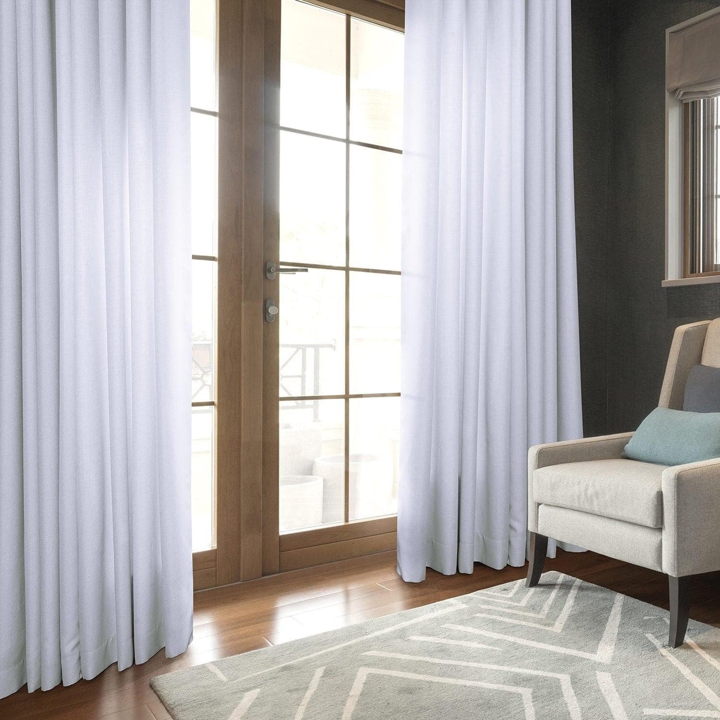 Dove White Grommet Italian Faux Linen Curtain