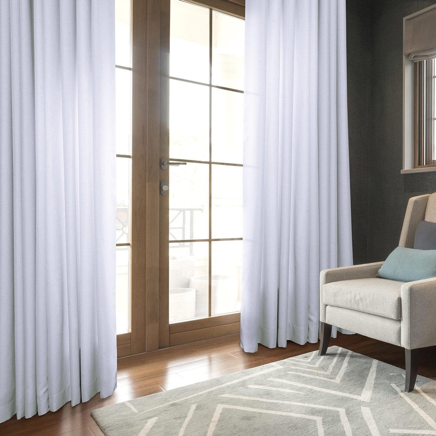 Dove White Grommet Italian Faux Linen Curtain