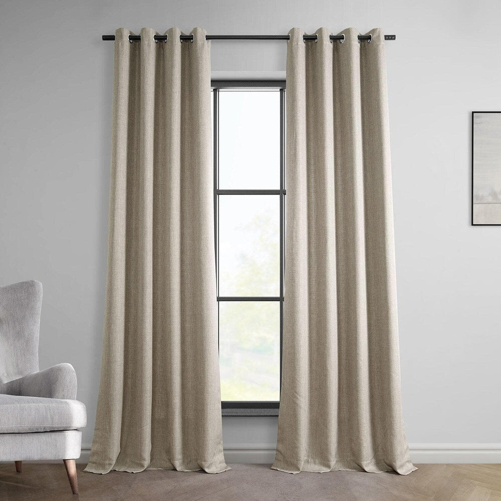 Fossil Grey Grommet Italian Faux Linen Curtain