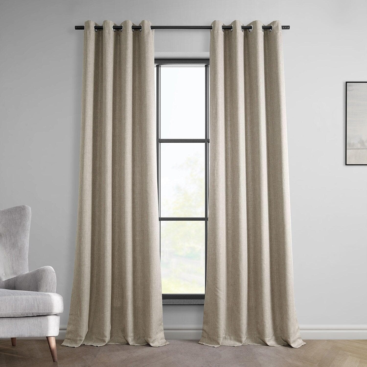 Fossil Grey Grommet Italian Faux Linen Curtain