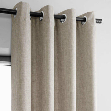Fossil Grey Grommet Italian Faux Linen Curtain