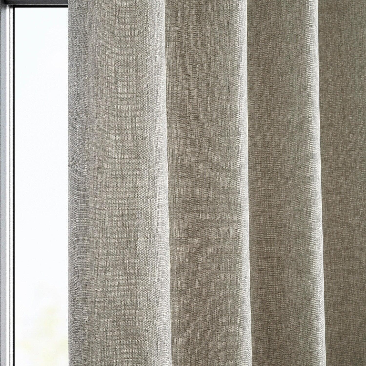 Fossil Grey Grommet Italian Faux Linen Curtain