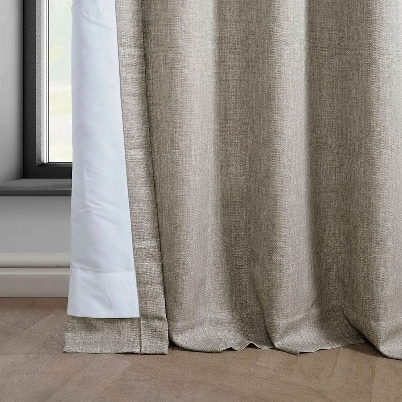 Fossil Grey Grommet Italian Faux Linen Curtain