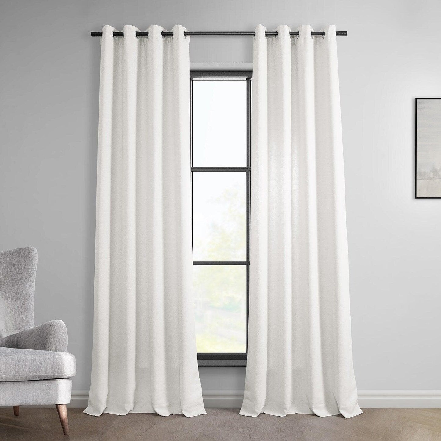 Magnolia Off White Grommet Italian Faux Linen Curtain