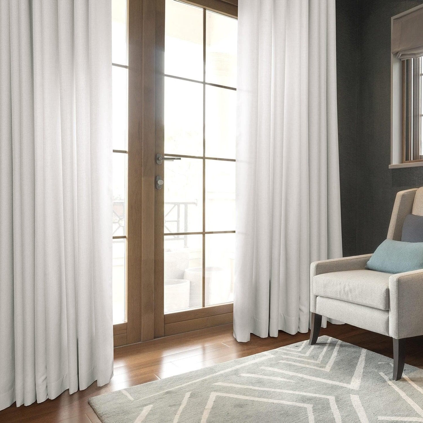 Magnolia Off White Grommet Italian Faux Linen Curtain