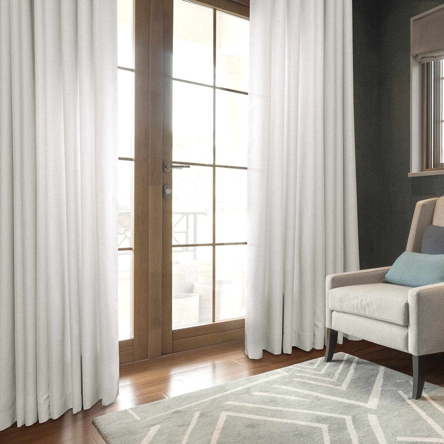 Magnolia Off White Grommet Italian Faux Linen Curtain