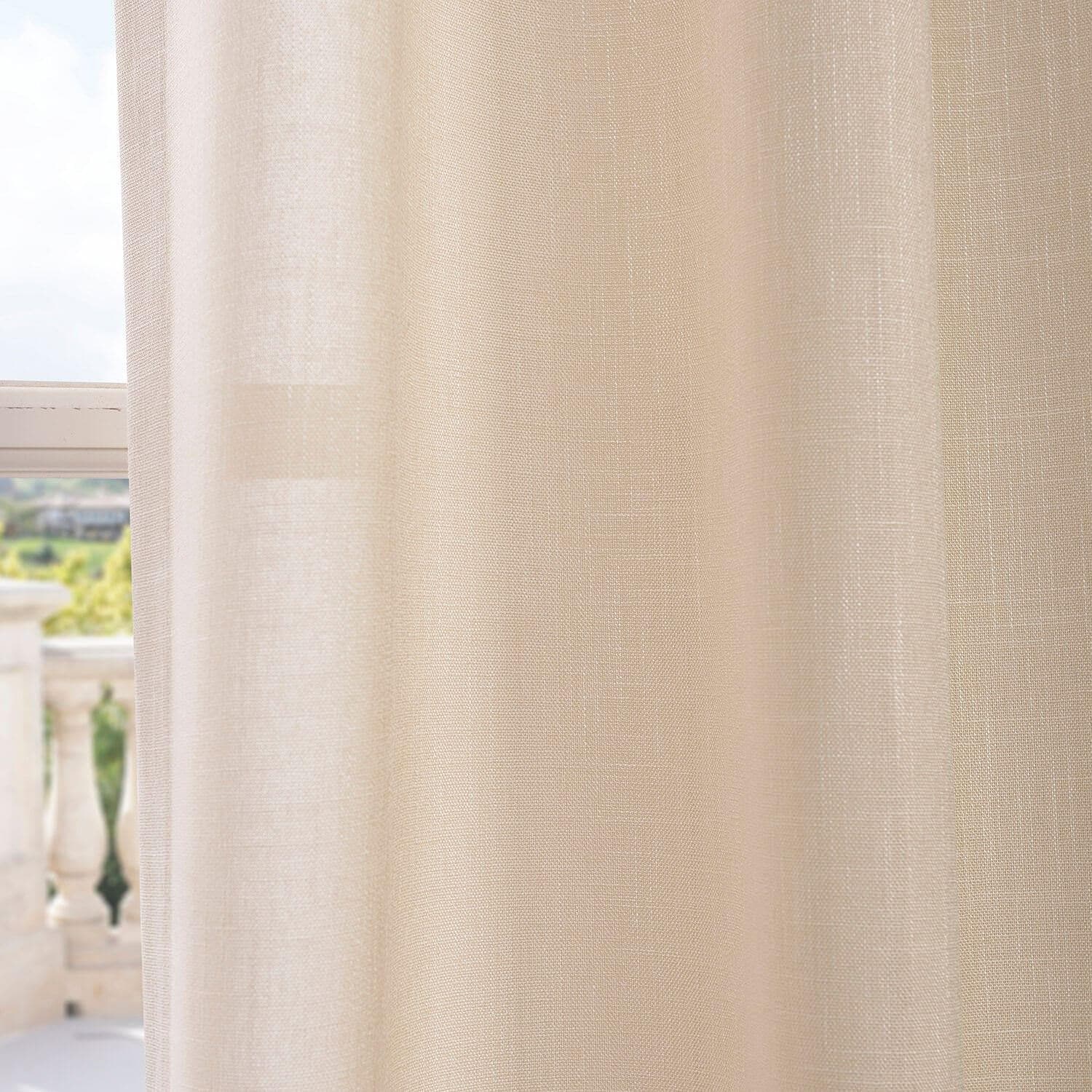 Sand Grommet Faux Linen Curtain