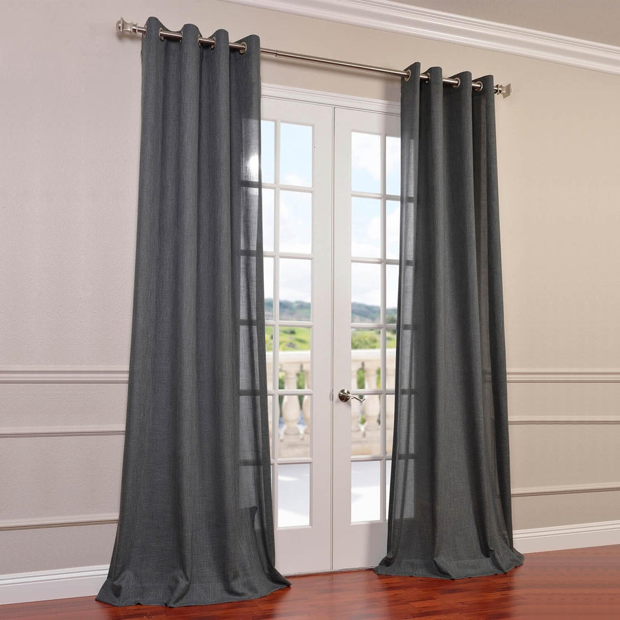 Phantom Grey Grommet Linen Blend Curtain