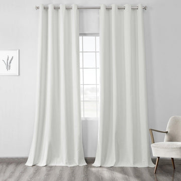 Starlight Off White Grommet Thermal Cross Linen Weave Blackout Curtain