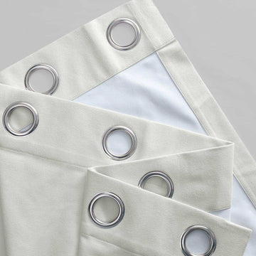 Starlight Off-White Grommet Thermal Cross Linen Weave Blackout Curtain