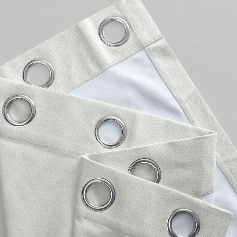 Starlight Off-White Grommet Thermal Cross Linen Weave Blackout Curtain