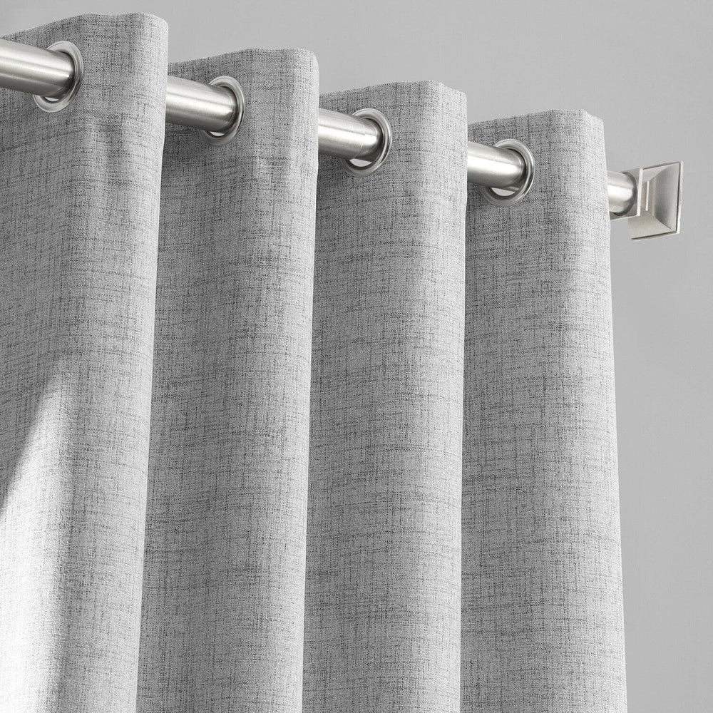 Millennial Grey Grommet Thermal Cross Linen Weave Blackout Curtain