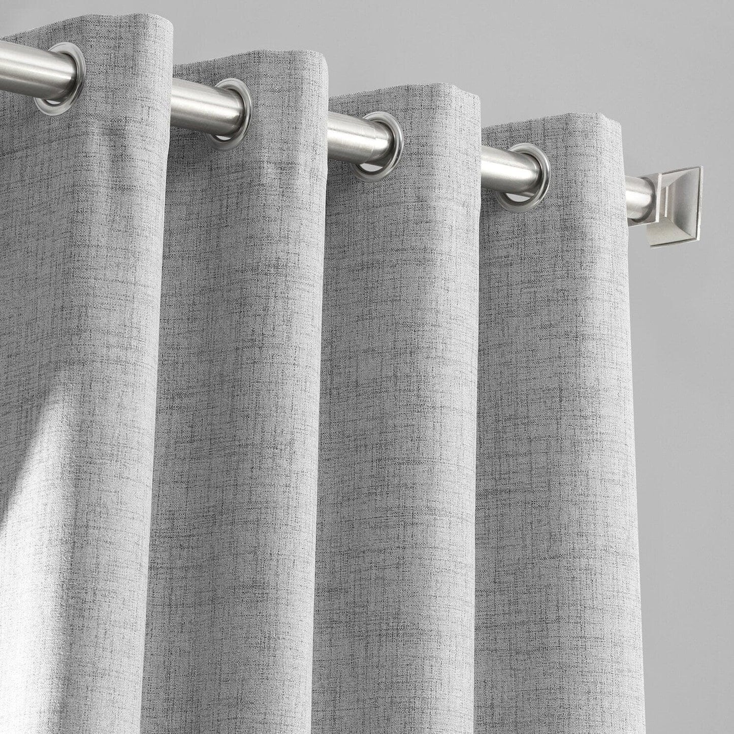Millennial Grey Grommet Thermal Cross Linen Weave Blackout Curtain