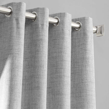 Millennial Grey Grommet Thermal Cross Linen Weave Blackout Curtain