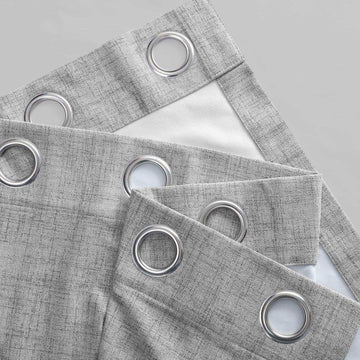 Millennial Grey Grommet Thermal Cross Linen Weave Blackout Curtain