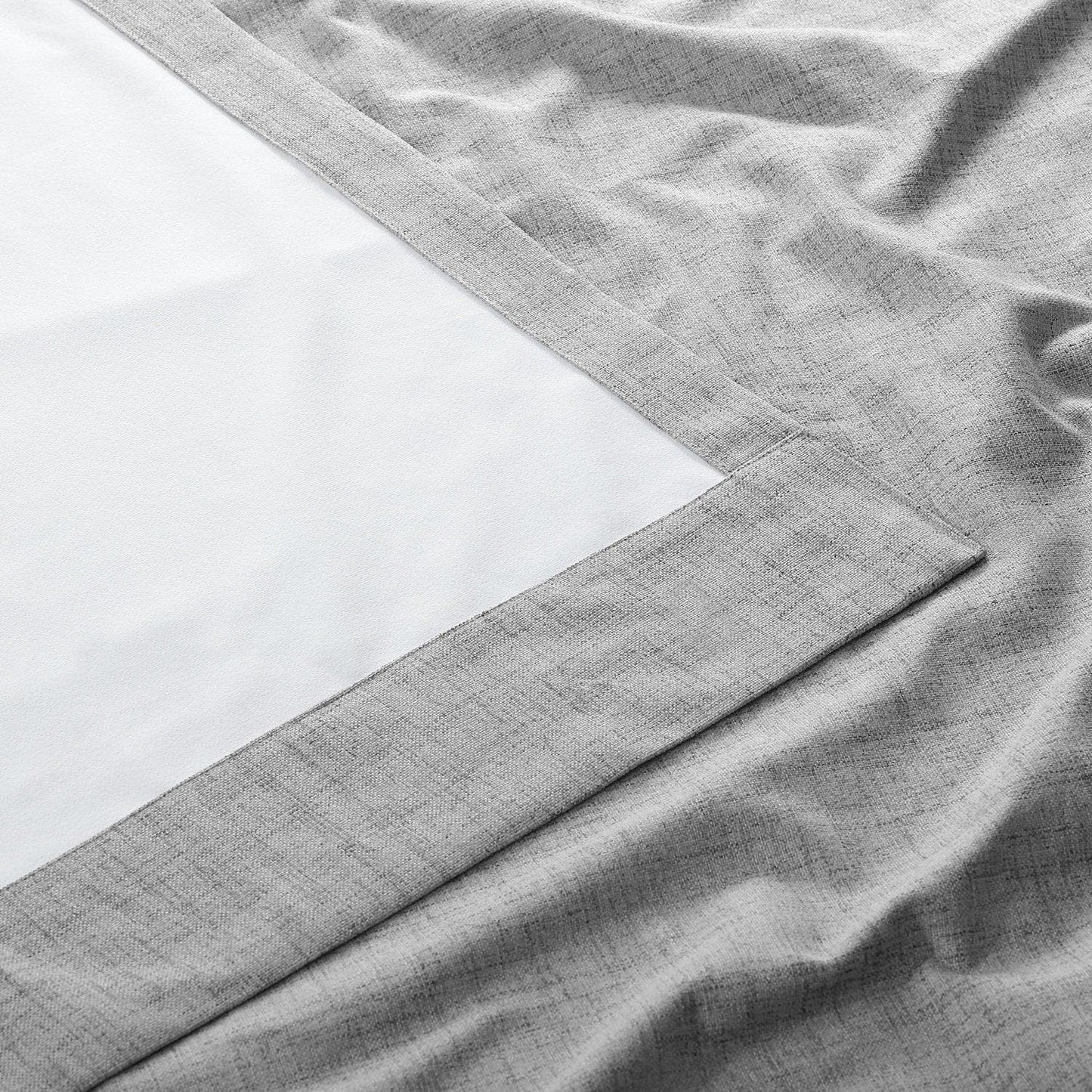 Millennial Grey Grommet Thermal Cross Linen Weave Blackout Curtain